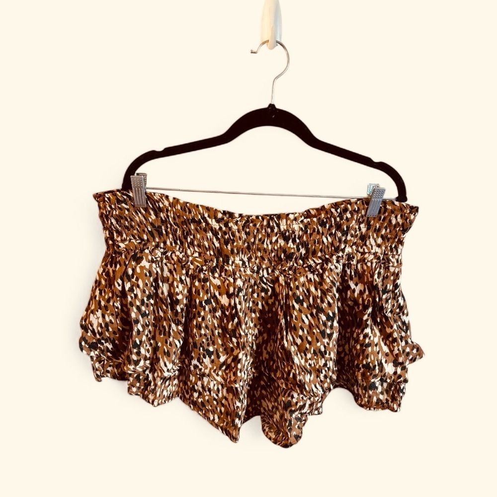 Celandine Boho Mini Skort Size XL Brown Pattern  Smocked Waistband Pull On - Picture 6 of 13